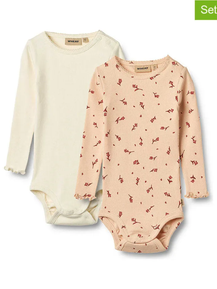 2er-Set: Bodys "Regitze" in Creme/ Orange