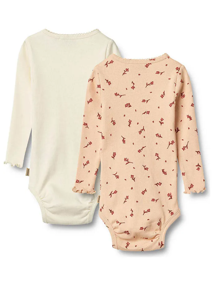 2er-Set: Bodys "Regitze" in Creme/ Orange