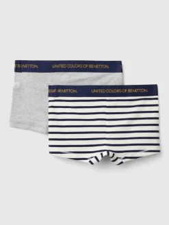2er-Set: Boxershorts in Grau/ Creme/ Dunkelblau