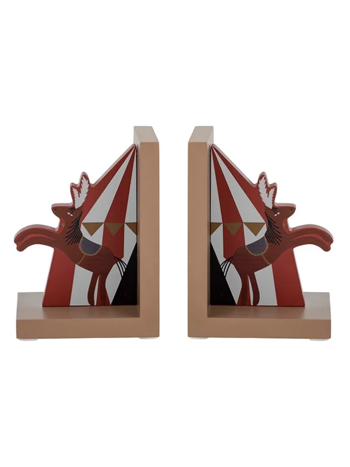 2er-Set: Buchstützen "Santos" in Natur/ Rot - (L)11 x (B)15 x (H)22 cm