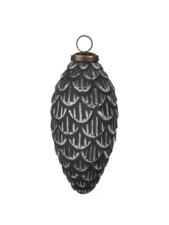 4er-Set: Christbaumkugeln in Grau/ Silber - (H)15 x  Ø 8 cm