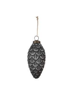 4er-Set: Christbaumkugeln in Grau/ Silber - (H)15 x  Ø 8 cm