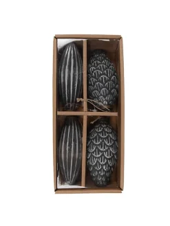 4er-Set: Christbaumkugeln in Grau/ Silber - (H)15 x  Ø 8 cm