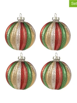 4er-Set: Christbaumkugeln in Bunt - (H)8 x  Ø 8 cm