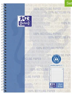 5er-Set: Collegeblöcke "Oxford Recycling" in Blau - DIN A5