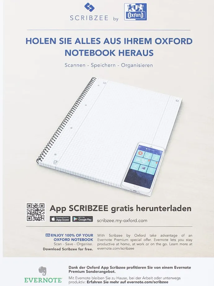 5er-Set: Collegeblöcke "Oxford - Lineatur 27" in Orange - DIN A4