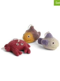 3er-Set: Dekohänger ''Crab & Fish'' in Bunt