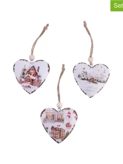 3er-Set: Dekohänger ''Winter Village'' in Weiß/ Bunt - (L)6,5 x (B)6,5 cm