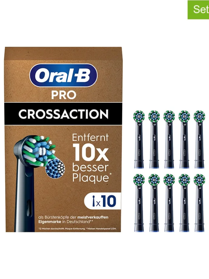 10er-Set: Ersatz-Bürstenköpfe "Pro CrossAction" in Schwarz