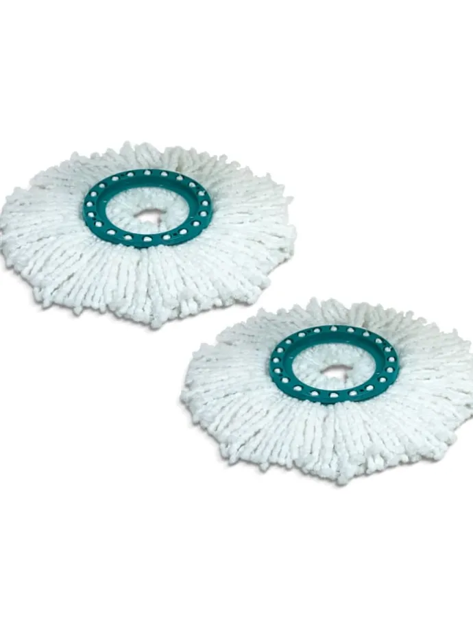 2er-Set: Ersatzköpfe "Disc Mop" in Weiß/ Türkis - 2x 2 Stück