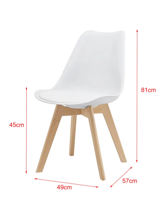 4er-Set Esszimmerstuhl Fläten in Weiß (H)81cm (B)49cm (T)57cm