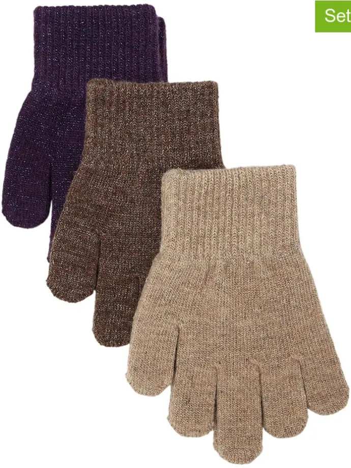 3er-Set: Fingerhandschuhe in Braun
