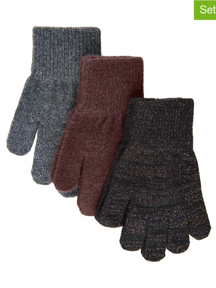 3er-Set: Fingerhandschuhe in Braun/ Grau