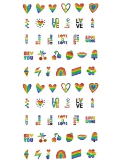 2er-Set: Fingernagel-Tattoos ''Rainbow'' in Bunt - 2x 120 Stück