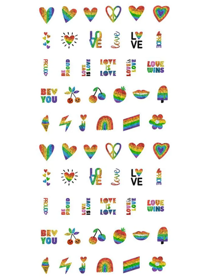 2er-Set: Fingernagel-Tattoos ''Rainbow'' in Bunt - 2x 120 Stück