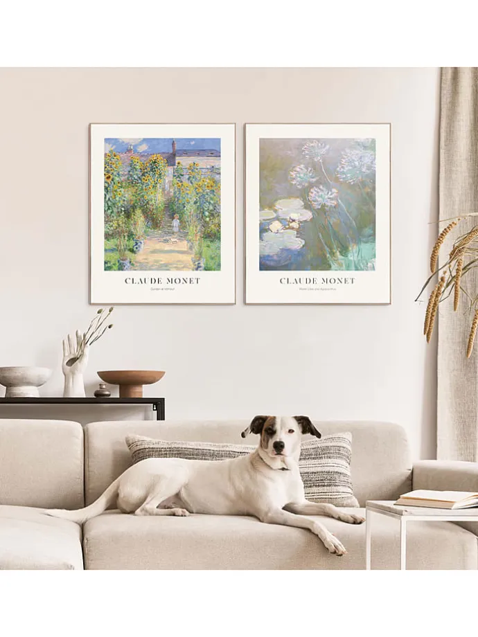 2er-Set: Gerahmte Kunstdrucke "Claude Monet - Purple Blue" - (B)40 x (H)50 cm