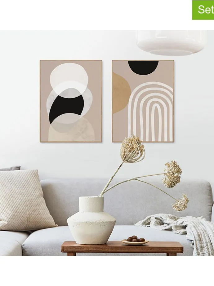 2er-Set: Gerahmte Kunstdrucke "Soft Organics"