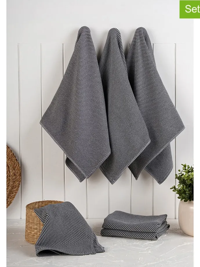 6er-Set: Geschirrtücher in Grau - (L)76 x (B)43 cm