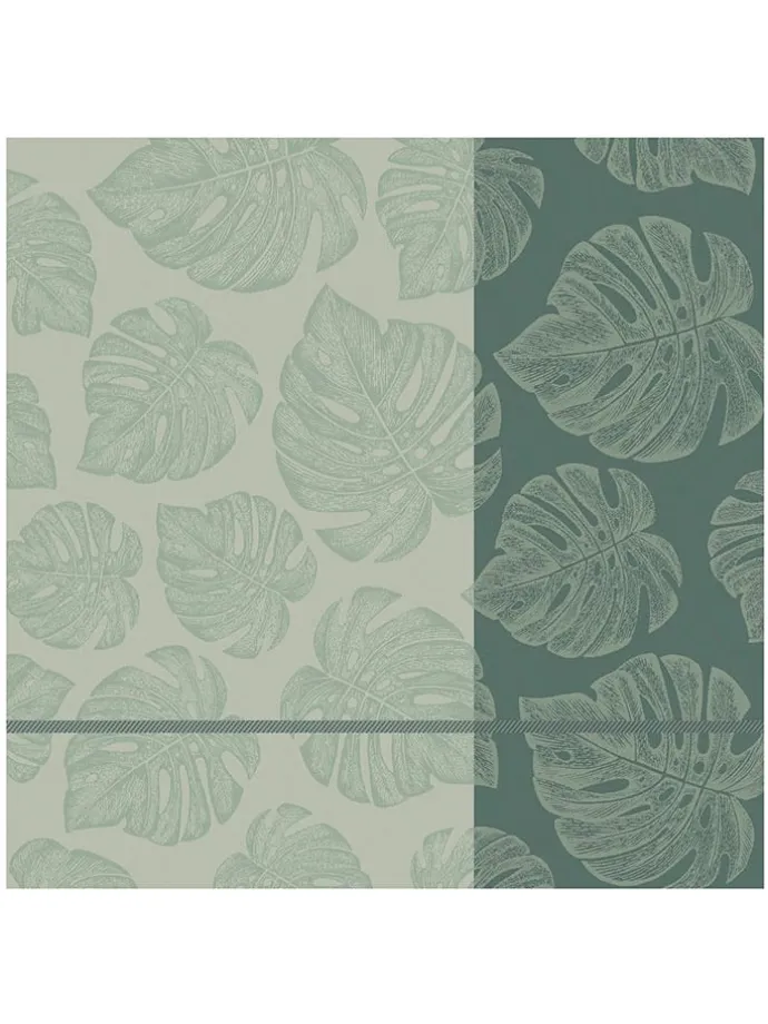 6er-Set: Geschirrtücher "Monstera" in Grün - (L)65 x (B)60 cm