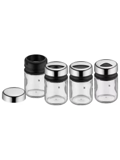 4er-Set: Gewürzgläser "Depot" in Silber/ Transparent - (H)9,5 cm