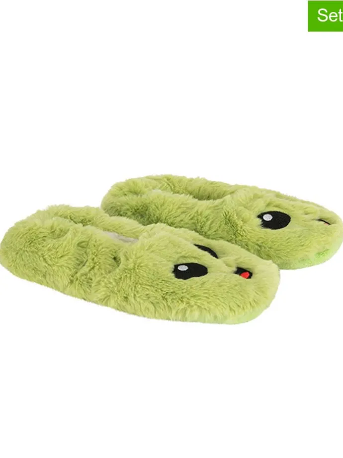 6er-Set: Hausschuhsocken in Grün