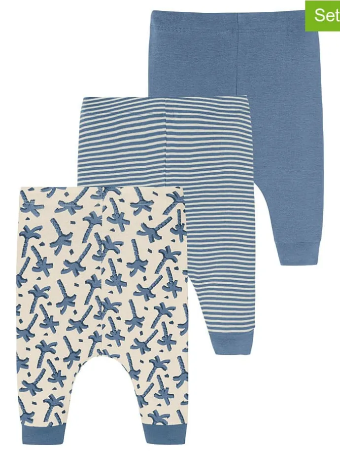 3er-Set: Hosen in Creme/ Blau