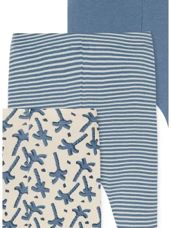 3er-Set: Hosen in Creme/ Blau