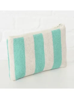 3er-Set: Kosmetiktaschen "Stripe' In Blau/ Mint - (B)16,5 x (H)11,5 x (T)1 cm