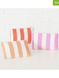 3er-Set: Kosmetiktaschen "Stripe' In Rot/ Lila/ Orange - (B)16,5 x (H)11,5 cm