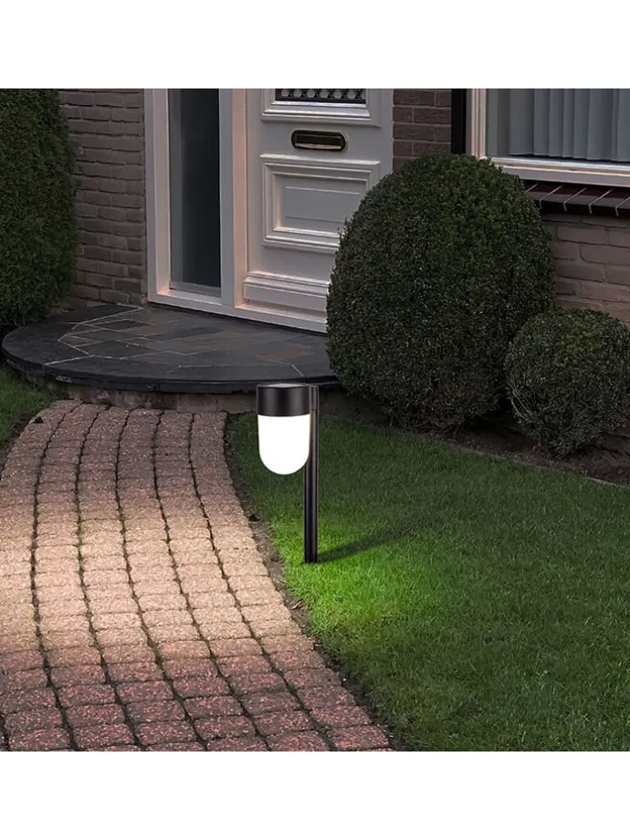 2er-Set: LED-Solarerdspieß "Sina" in Schwarz - (H)47,2 x Ø 8 cm