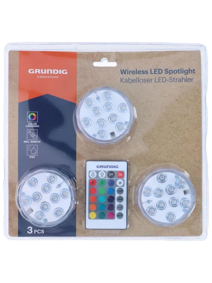 3er-Set: LED-Spots in Transparent - Ø 6,9 cm
