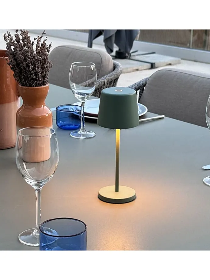 6er-Set: LED-Tischleuchte "Kelly Mini" in Khaki - (H)22 x Ø 8,2