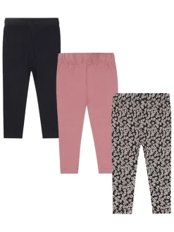 3er-Set: Leggings in Schwarz/ Rosa
