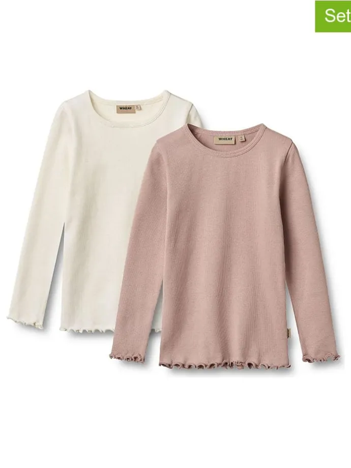 2er-Set: Longsleeves "Ida" in Creme/ Rosa