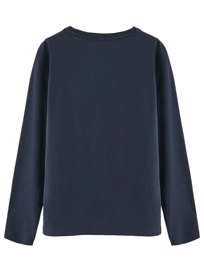 2er-Set: Longsleeves in Dunkelblau/ Weiß