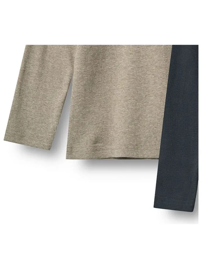2er-Set: Longsleeves "Stig" in Hellbraun/ Dunkelblau