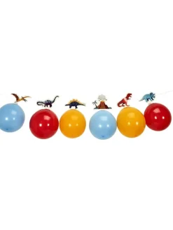3er-Set: Luftballongirlanden "Dinosaure" in Rot/ Gelb/ Hellblau