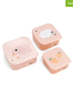 3er-Set: Lunchboxen "Tiny farm" in Rosa