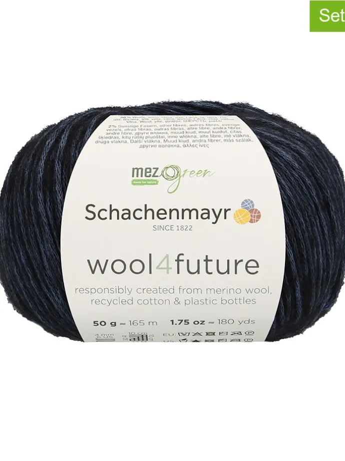 10er-Set: Mixgarne "wool4future" in Dunkelblau - 10x 50 g
