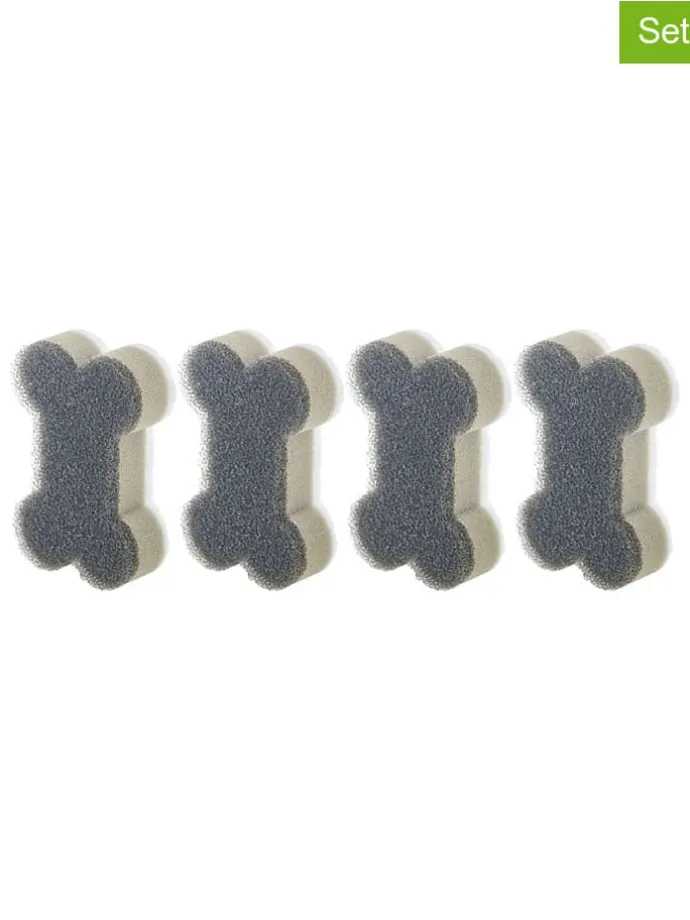 4er-Set: Reinigungsschwämme in Grau/ Weiß - (B)11 x (H)3,5 x (T)7,5 cm