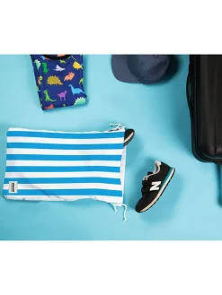 2er-Set: Reisebeutel in Weiß/ Blau - (B)30 x (H)40 cm