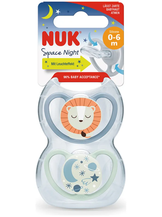 2er-Set: Schnuller "Space" in Blau/ Türkis - 2 x 2 Stück