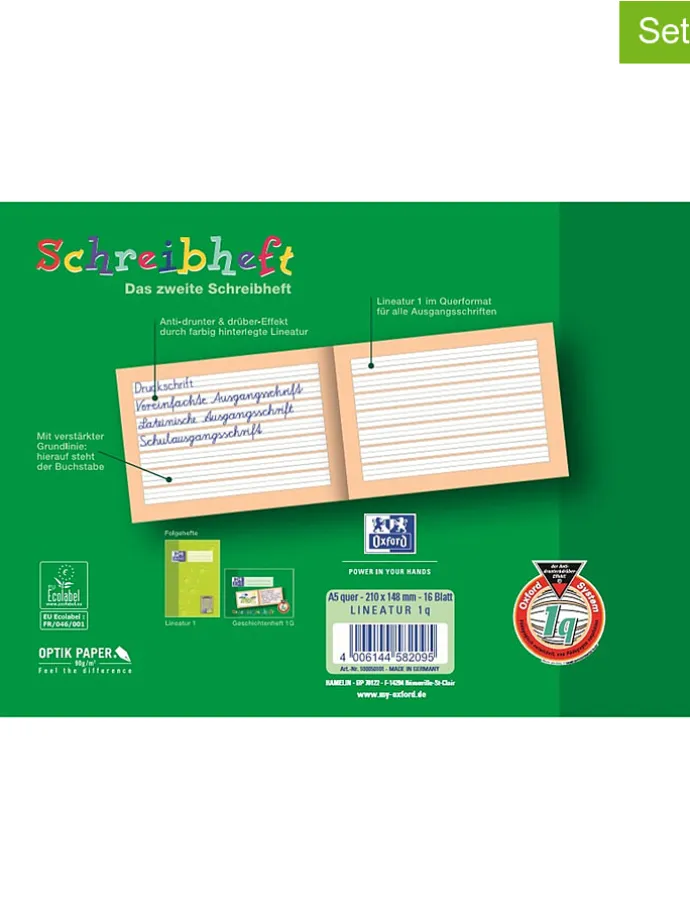 5er-Set: Schreibhefte in Grün - DIN A5