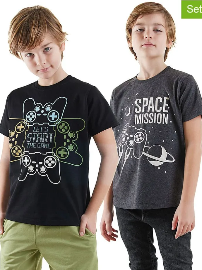 2er-Set: Shirts in Anthrazit/ Schwarz