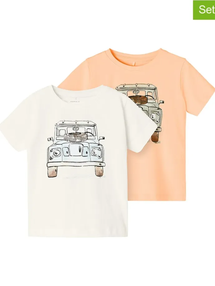 2er-Set: Shirts in Orange/ Weiß