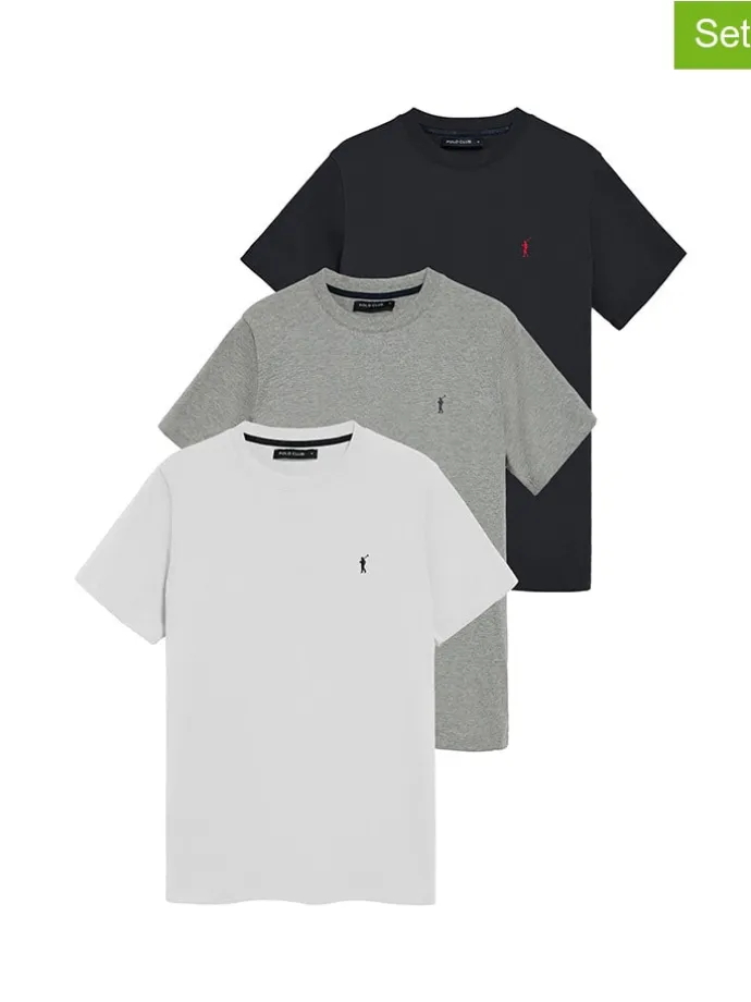 3er-Set: Shirts in Weiß/ Grau/ Schwarz