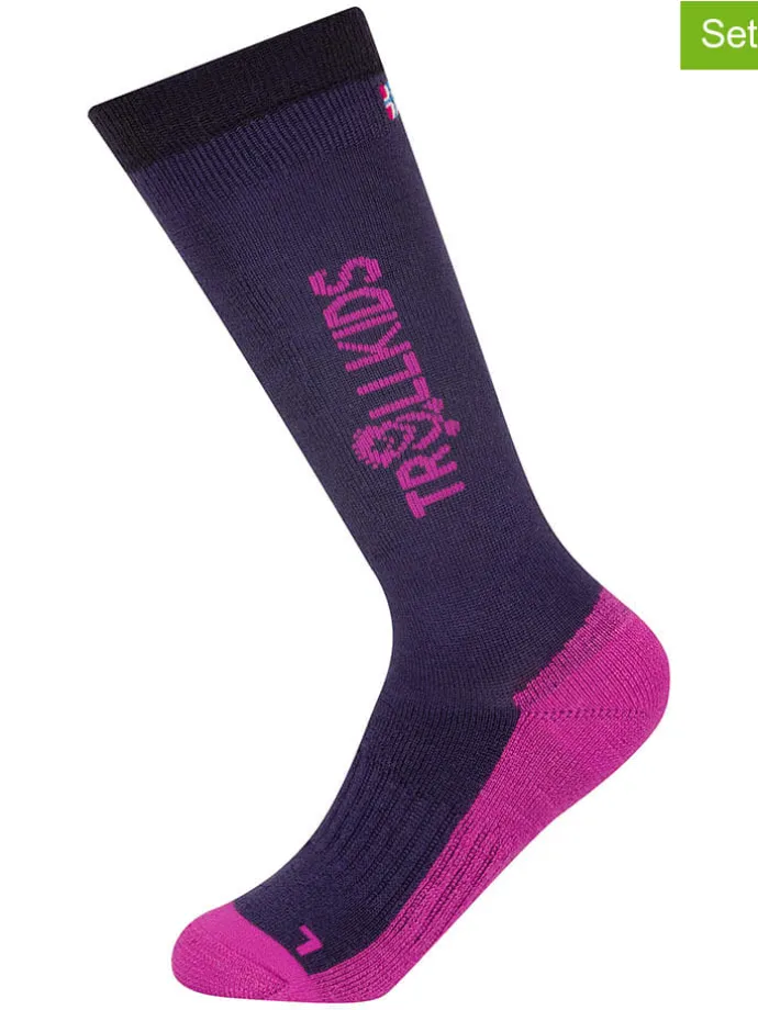 2er-Set: Ski-/ Snowboardsocken "Kids Ski" in Lila