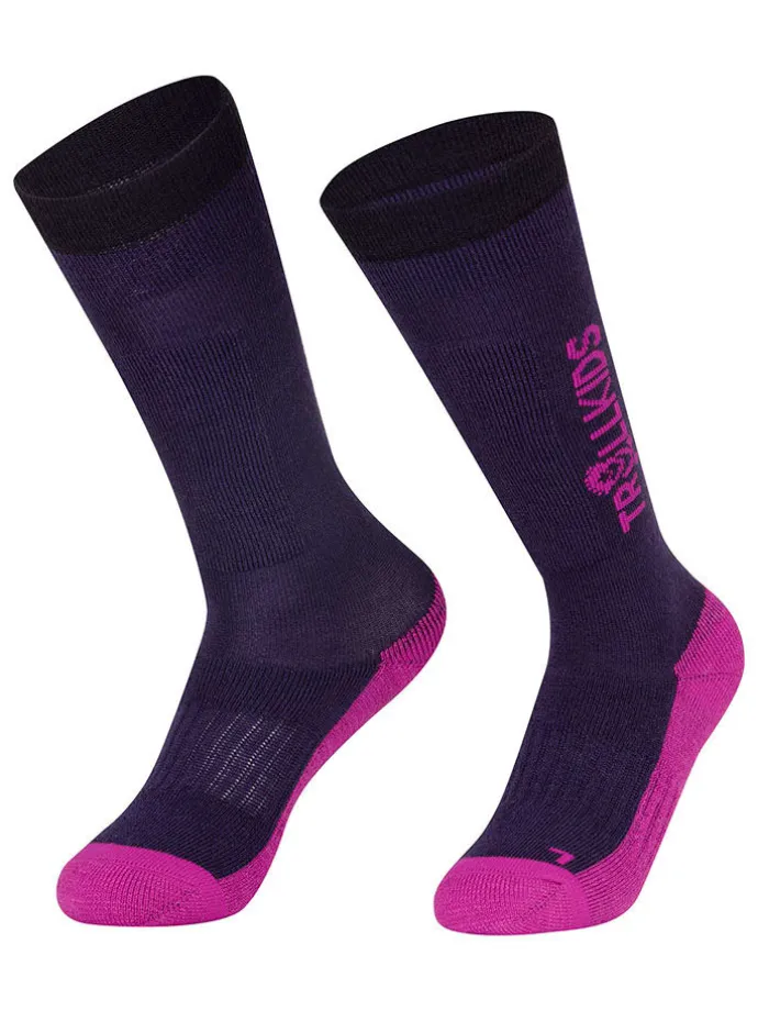 2er-Set: Ski-/ Snowboardsocken "Kids Ski" in Lila