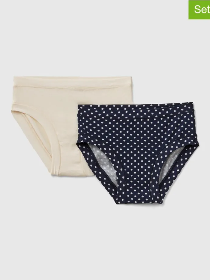 2er-Set: Slips in Dunkelblau/ Creme