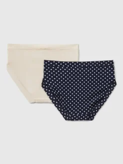 2er-Set: Slips in Dunkelblau/ Creme